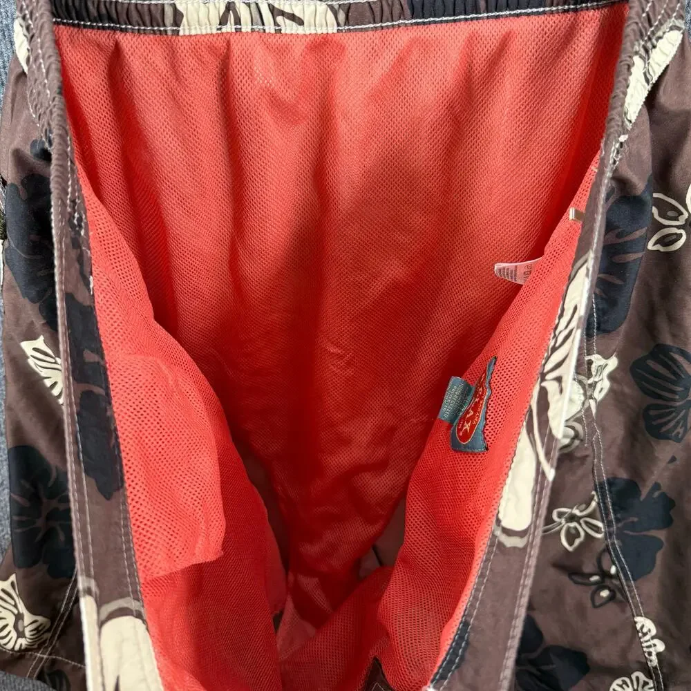 Tommy Bahama Relax Swim Shorts Men's XL Brown Floral Allover Lined Drawstring